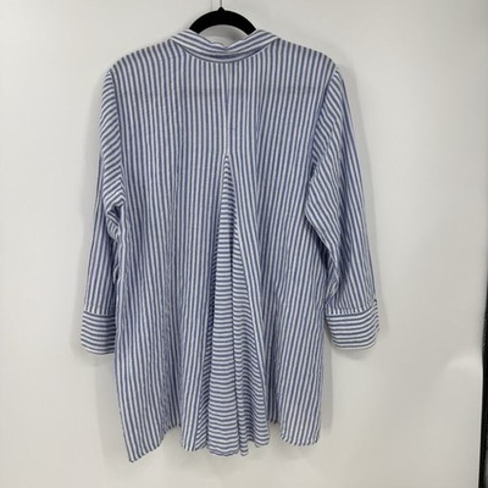 Habitat Clothes Textured Cotton Button Up Tunic XL Blue Striped Long Sleeve - Picture 7 of 12